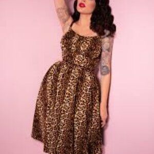 Ingenue Dress in Vintage Leopard Print - Vixen by Micheline Pitt